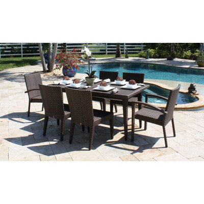 Hospitality Rattan Soho 7 Piece Dining Set - Fabric: Bay Brown at Sears.com
