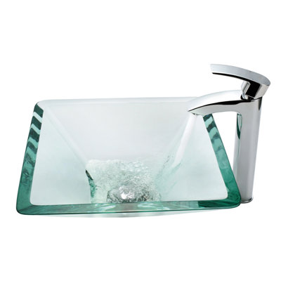 kraus Aquamarine Glass Vessel Sink and Visio Bathroom Faucet in Chrome - Glass Finish: Clear at Sears.com