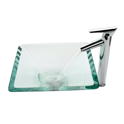 kraus Aquamarine Glass Vessel Sink and Decus Bathroom Faucet in Chrome - Glass Finish: Clear at Sears.com