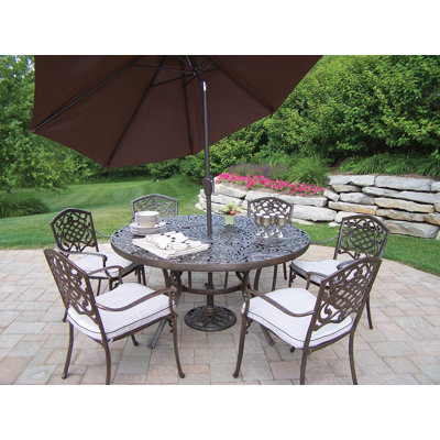 Oakland Living Mississippi 7 Piece Dining Set with Umbrella - Cushion: With at Sears.com