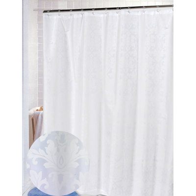 CARNATION HOME FASHIONS Damask 100% Polyester Fabric Shower Curtain - Color: White at Sears.com