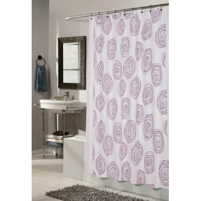 CARNATION HOME FASHIONS Lucerne 100% Polyester Fabric Shower Curtain with Flocking - Color: White and Magenta at Sears.com