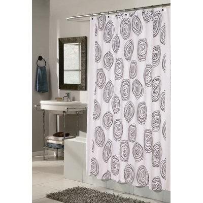 CARNATION HOME FASHIONS Lucerne 100% Polyester Fabric Shower Curtain with Flocking - Color: White and Black at Sears.com