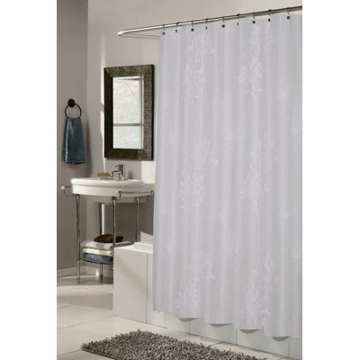CARNATION HOME FASHIONS Cologne 100% Polyester Fabric Shower Curtain with Flocking - Color: Spa Blue and White at Sears.com