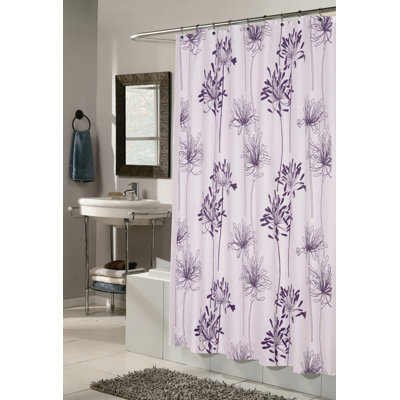 CARNATION HOME FASHIONS Cologne 100% Polyester Fabric Shower Curtain with Flocking - Color: White and Indigo at Sears.com