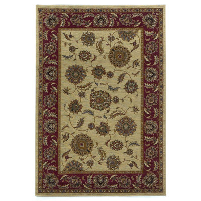 KAS Oriental Rugs Lifestyles Ivory/Red Kashan Rug - Rug Size: Runner 2'3" x 7'7" at Sears.com