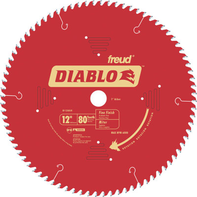 Freud 12" 80T Diablo Fine Finish Work Chop/Slide Miter Saw Blade  D1280X at Sears.com