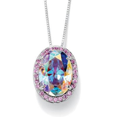Palm Beach Jewelry Silvertone Aurora Borealis and Pink Cubic Zirconia Pendant at Sears.com