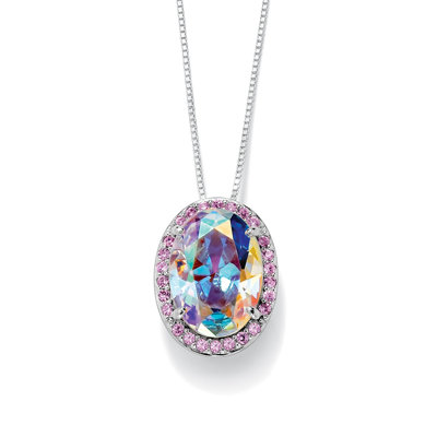 Palm Beach Jewelry Sterling Silver Aurora Borealis and Pink Cubic Zirconia Pendant at Sears.com