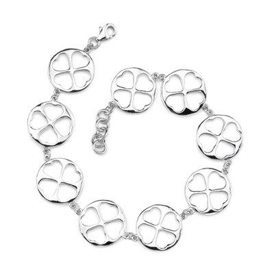 Oravo Bold and Lovely Sterling Silver Designer Inspired Coin link Bracelet with cut-out Hearts at Sears.com
