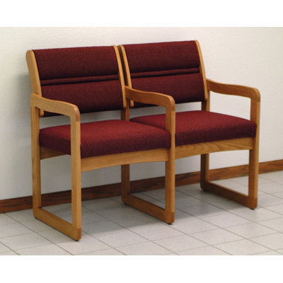 Wooden Mallet Valley Two Seat Guest Chair - Wood Finish: Medium Oak, Fabric: Cabernet Burgundy, Arms: Center Arm Not Included at Sears.com