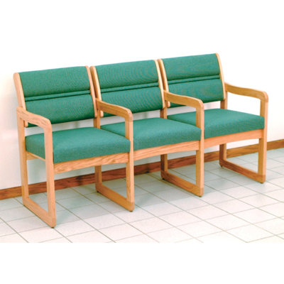 Wooden Mallet Valley Three Seat Guest Chair - Wood Finish: Medium Oak, Fabric: Foliage Green, Arms: Center Arm Not Included at Sears.com