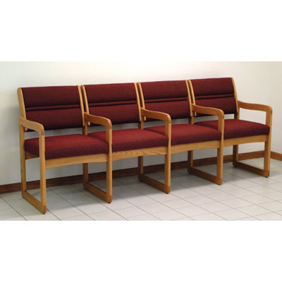Wooden Mallet Valley Four Seat Guest Chair - Wood Finish: Medium Oak, Fabric: Cabernet Burgundy, Arms: Center Arm Not Included at Sears.com