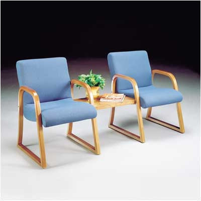 High Point Furniture Scoop Ganging Guest Arm Chair with Wood Arm - Fabric: Jameston Vinyl - Antique Blue, Finish: Mahogany at Sears.com