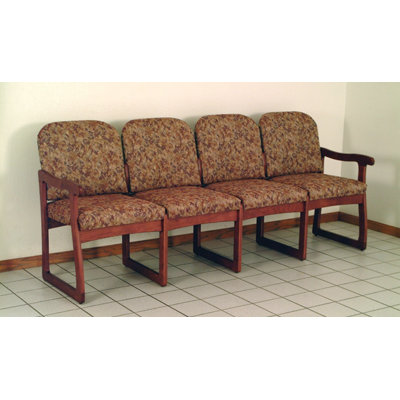 Wooden Mallet Prairie Four Seat Guest Chair - Wood Finish: Medium Oak, Fabric: Leaf Taupe, Arms: Center Arm Not Included at Sears.com