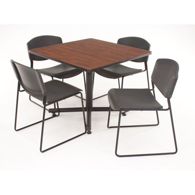 Regency Hospitality Four Zeng Chairs with Square Table - Chair Color: Black Plastic, Finish: Cherry/Maple, Table Orientation: Square at Sears.com