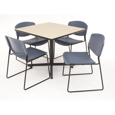 Regency Hospitality Four Zeng Chairs with Square Table - Chair Color: Blue Plastic, Finish: Beige/Grey, Table Orientation: Square at Sears.com