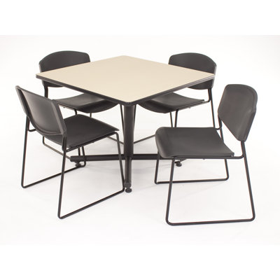 Regency Hospitality Four Zeng Chairs with Square Table - Chair Color: Grey Plastic, Finish: Cherry/Maple, Table Orientation: Square at Sears.com
