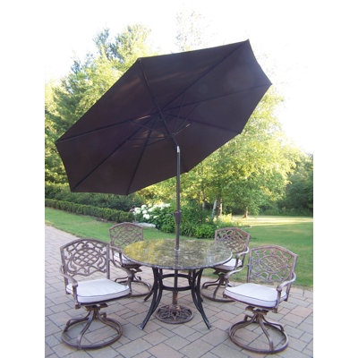 Oakland Living Stone Art 5 Piece Swivel Dining Set with Umbrella at Sears.com
