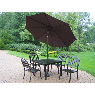 Oakland Living Rochester 5 Piece Dining Set with Umbrella - Umbrella Color: Brown at Sears.com
