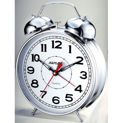 Maples Clock Desktop Double Bell Alarm Clock with 4" Dial in Chrome at Sears.com