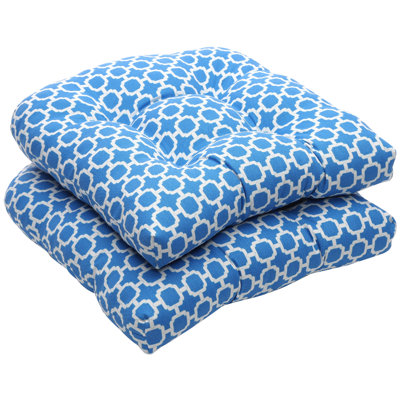 Pillow Perfect Outdoor Wicker Seat Cushion (Set of 2) - Color: Blue/White Geometric at Sears.com