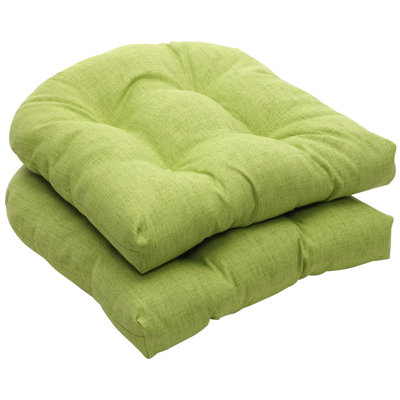 Pillow Perfect Outdoor Wicker Seat Cushion (Set of 2) - Color: Green Textured Solid at Sears.com