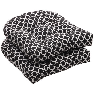 Pillow Perfect Outdoor Wicker Seat Cushion (Set of 2) - Color: Black/White Geometric at Sears.com