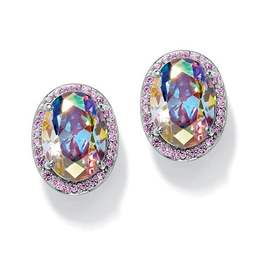 Palm Beach Jewelry Aurora Borealis and Pink Cubic Zirconia Earrings at Sears.com