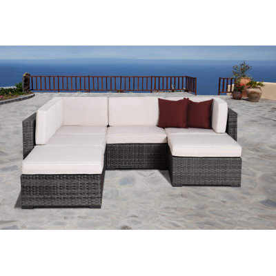 International Home Miami Atlantic 6 Piece Deep Seating Group with Cushions - Fabric: Off-White at Sears.com