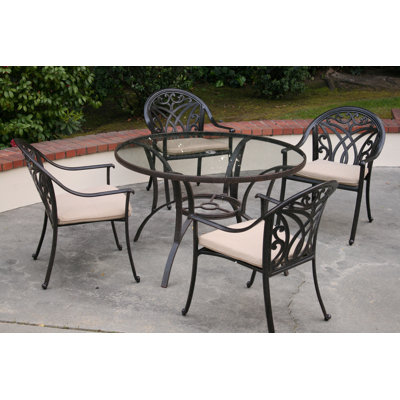 AIC Garden & Casual Montecito 5 Piece Dining Set - Fabric: Striped at Sears.com
