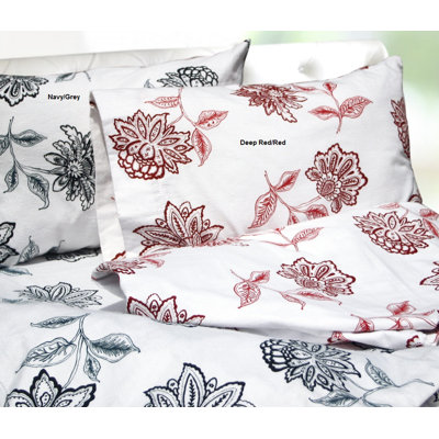 Tribeca Living Flower Printed Extra Deep Pocket Flannel Sheet Set - Size: Twin XL, Color: Navy-Grey at Sears.com