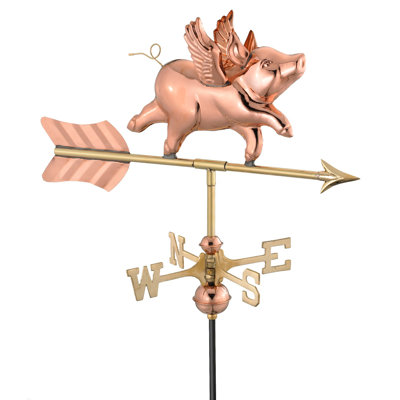 GOOD DIRECTIONS Flying Pig Weathervane with Garden Pole - Finish: Polished Copper at Sears.com