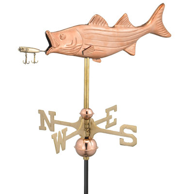 GOOD DIRECTIONS Bass with Lure Weathervane with Roof Mount - Finish: Polished Copper at Sears.com