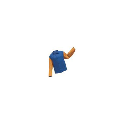 Radnor 30" Royal Blue 9 Ounce Westex Proban FR7A Cotton Flame Retardant Jacket With Snap Front Closure And Cowhide Leather Sleeves at Sears.com