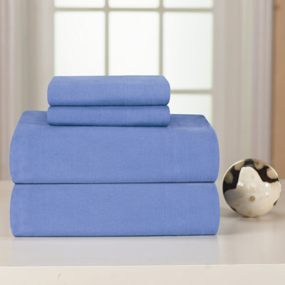 Pointehaven Heavy Weight Solid Flannel Sheet Set - Size: Queen, Color: Blue at Sears.com