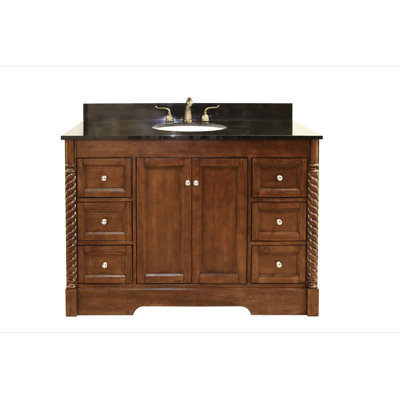 Legion Furniture 48" Single Bathroom Vanity Set with Six Drawer in Light walnut - Vanity Top: Absolute Black Granite at Sears.com