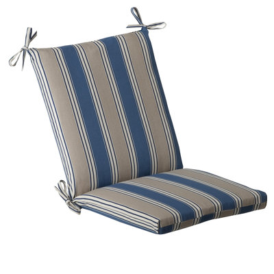 Pillow Perfect Outdoor Squared Chair Cushion - Color: Blue/Tan Striped at Sears.com