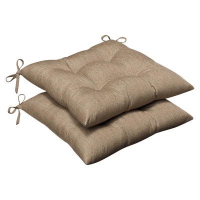 Pillow Perfect Outdoor Sunbrella Fabric Tufted Seat Cushion (Set of 2) - Color: Tan Textured Solid at Sears.com