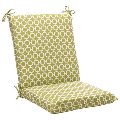 Pillow Perfect Outdoor Squared Chair Cushion - Color: Green/White Geometric at Sears.com