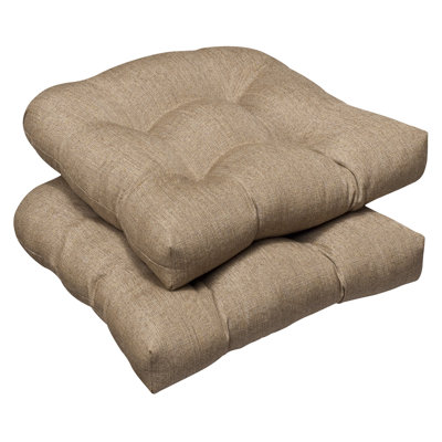 Pillow Perfect Outdoor Sunbrella Fabric Wicker Seat Cushion (Set of 2) - Color: Tan Textured Solid at Sears.com