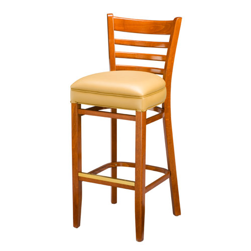 Regal Beechwood 30" Ladder Back Padded Wood Barstool -Finish:Cherry, Upholstery:El Diego Golden Brown Vinyl (Grade 2), Kickplate:No Ki at Sears.com