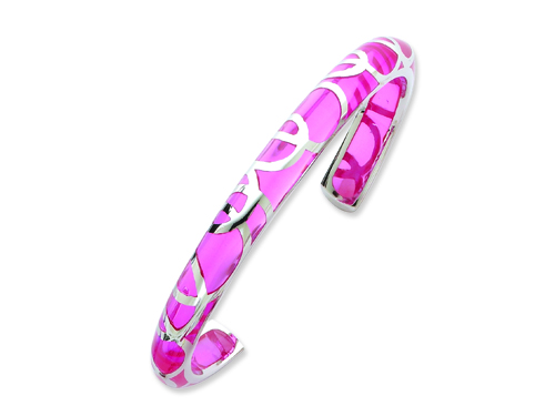 FJC Collections Sterling Silver 8.5mm Polished Pink Resin Cuff Bangle Bracelet at Sears.com
