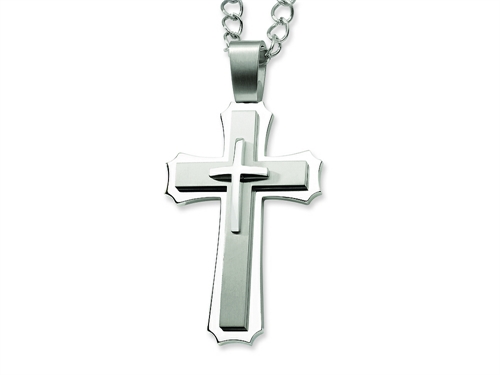 Chisel Stainless Steel Cross Pendant Necklace - 24 inches
