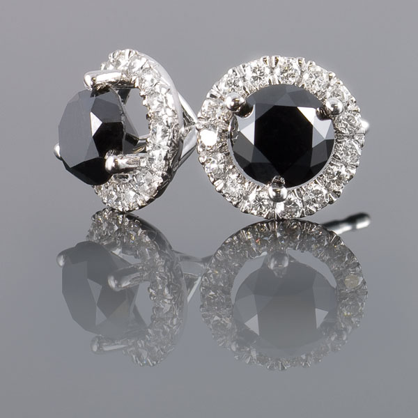 Black Diamond Studs 2.50 Ct Black And White Diamond Earrings Margarita Style 14k White Gold Tension Backs at Sears.com