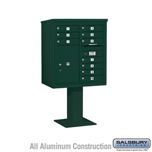 Salsbury Industries 4C Pedestal Mailbox - 9 Door High Unit (62-1/8 Inches) - Double Column - 10 MB1 Doors / 1 PL6 - Green at Sears.com