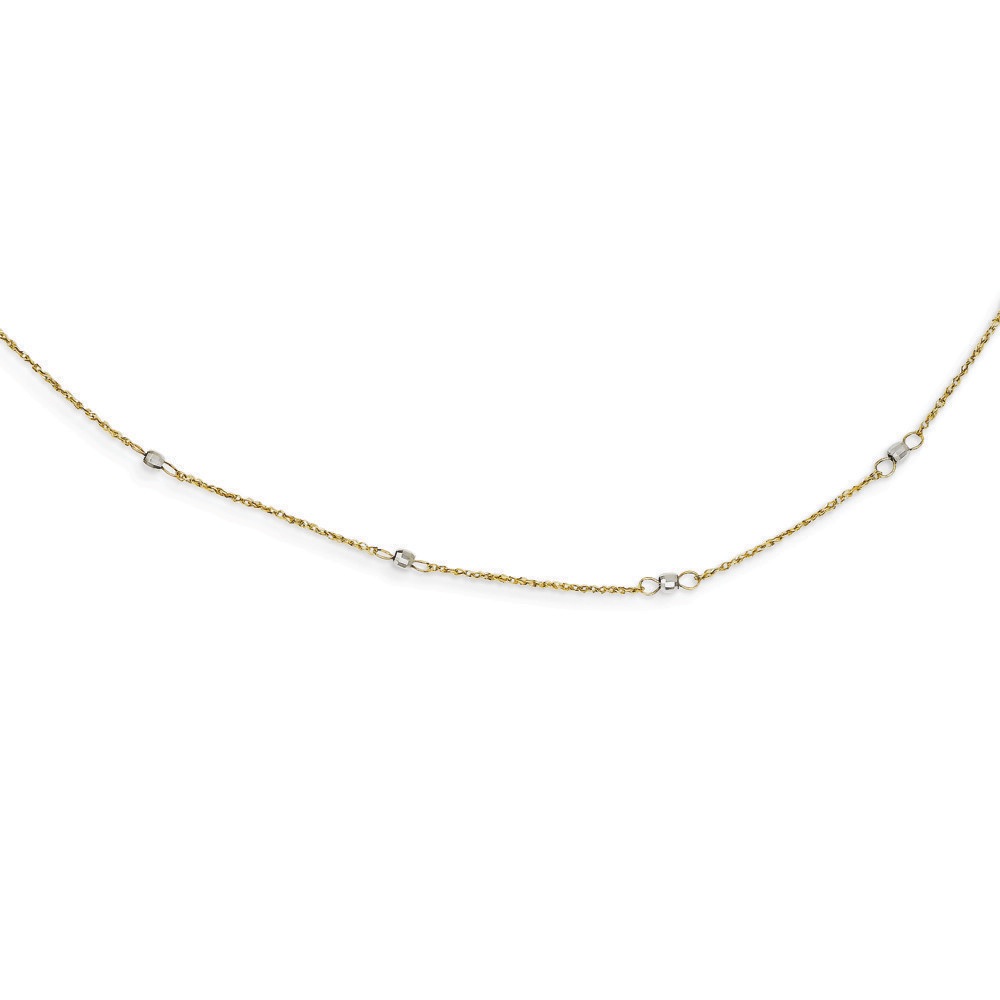Jewelryweb 14k Two-tone Ropa Mirror Bead With 2inch Ext Necklace - 16 Inch at Sears.com