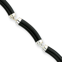 Jewelryweb Sterling Silver Polished Onyx Bracelet - 7 Inch - Box Clasp at Sears.com