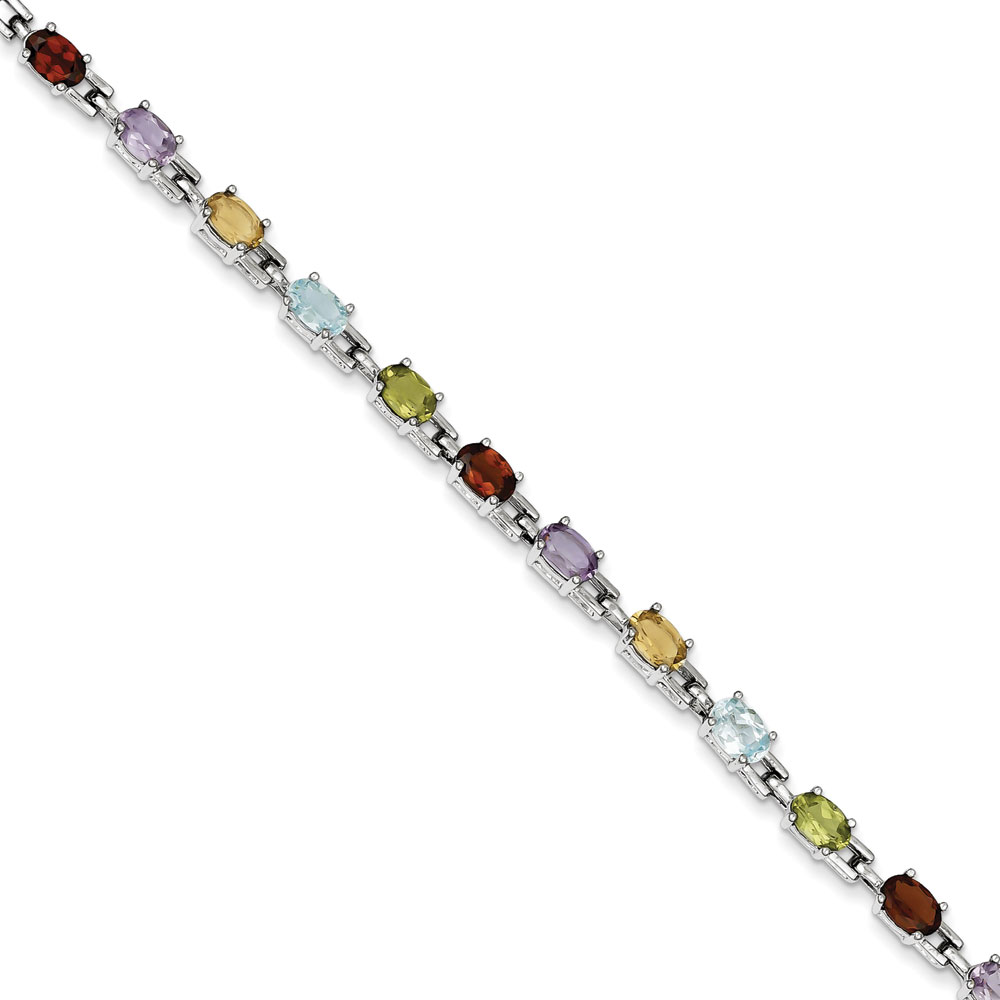 Jewelryweb Sterling Silver 7inch Rainbow Semi-precious Bracelet - Box Clasp at Sears.com