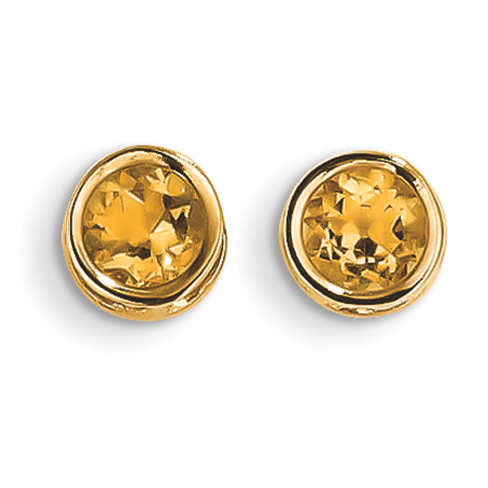 Jewelryweb 14k 5mm Bezel Citrine Stud Earrings at Sears.com